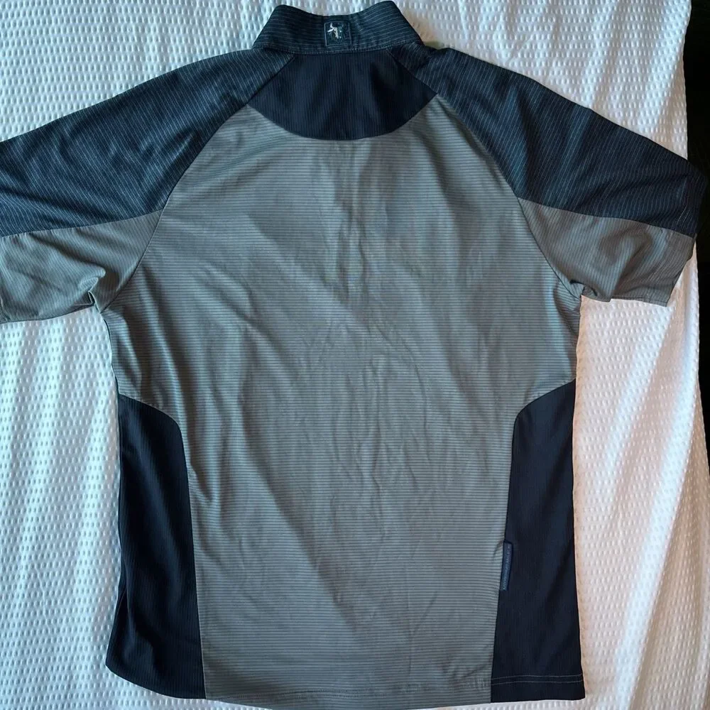 Black Yak Men's  1/4 Zip Pullover Short Sleeve Shirt Small Gray And Blue